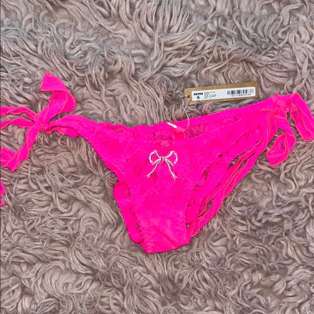 Pink Lace Bikini underwear  with Bow